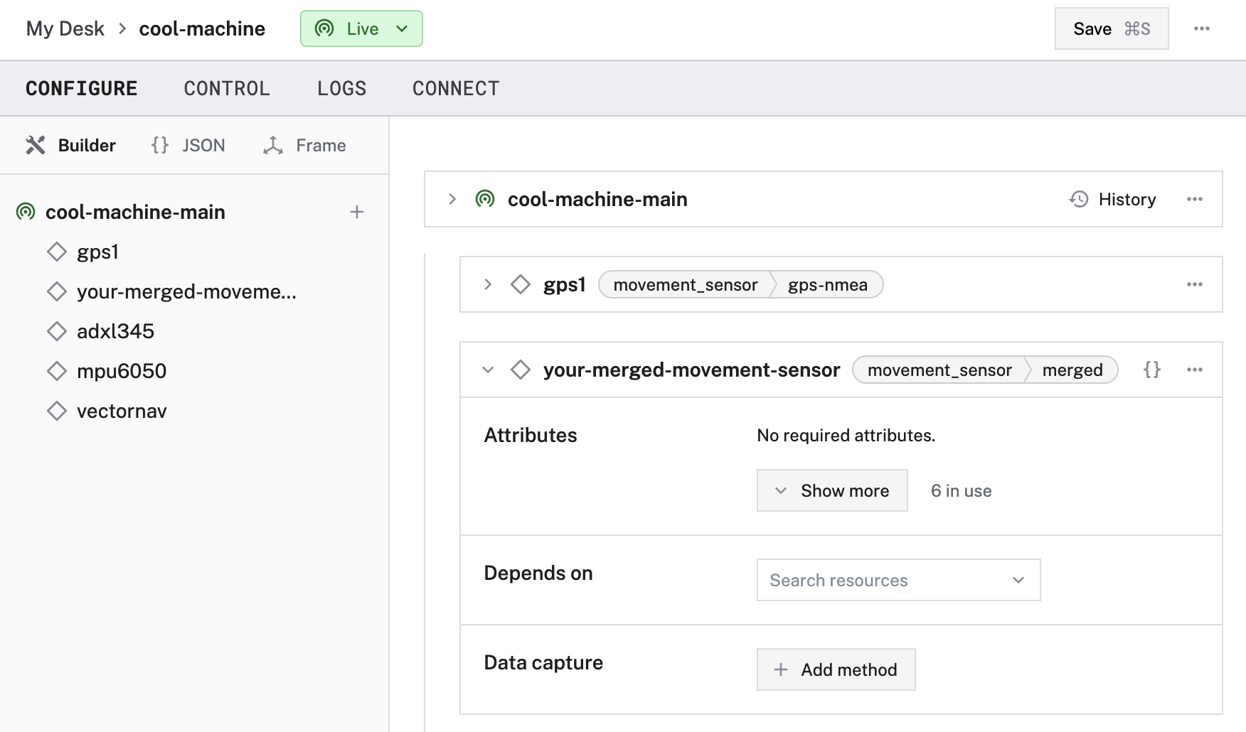 Creation of an `merged` movement sensor.